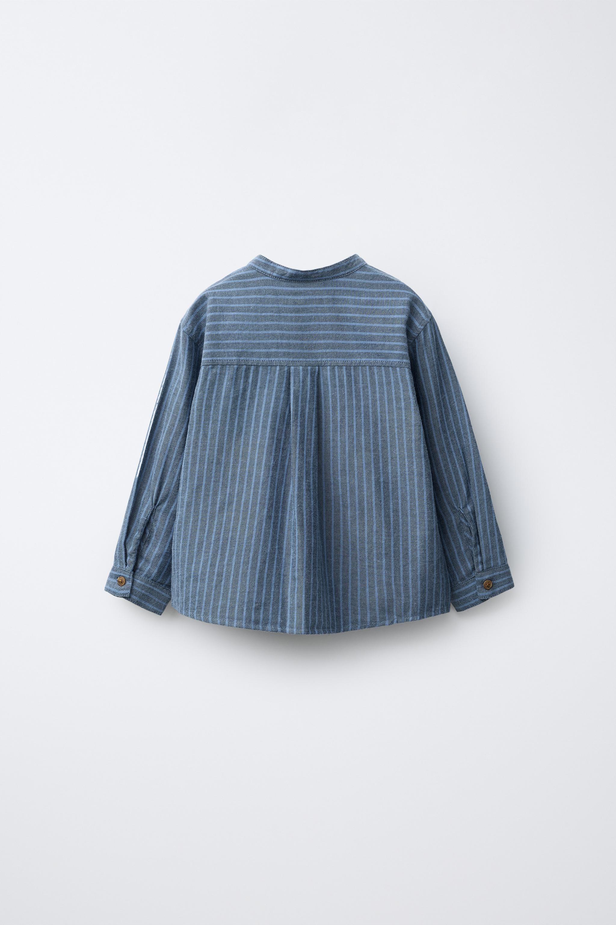 STRIPED MANDARIN COLLAR SHIRT